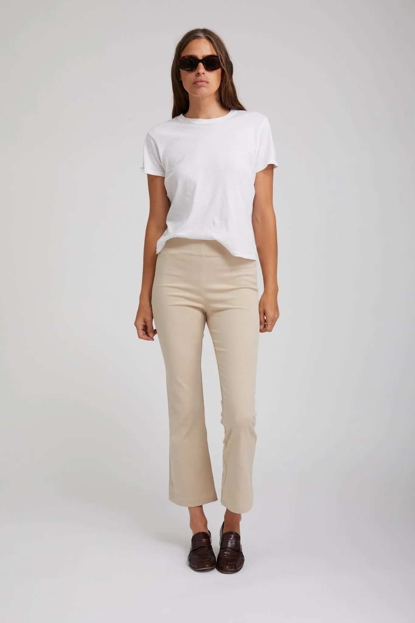 Feminine Fit Easy Care Fabric Khaki Twill Crop Flare