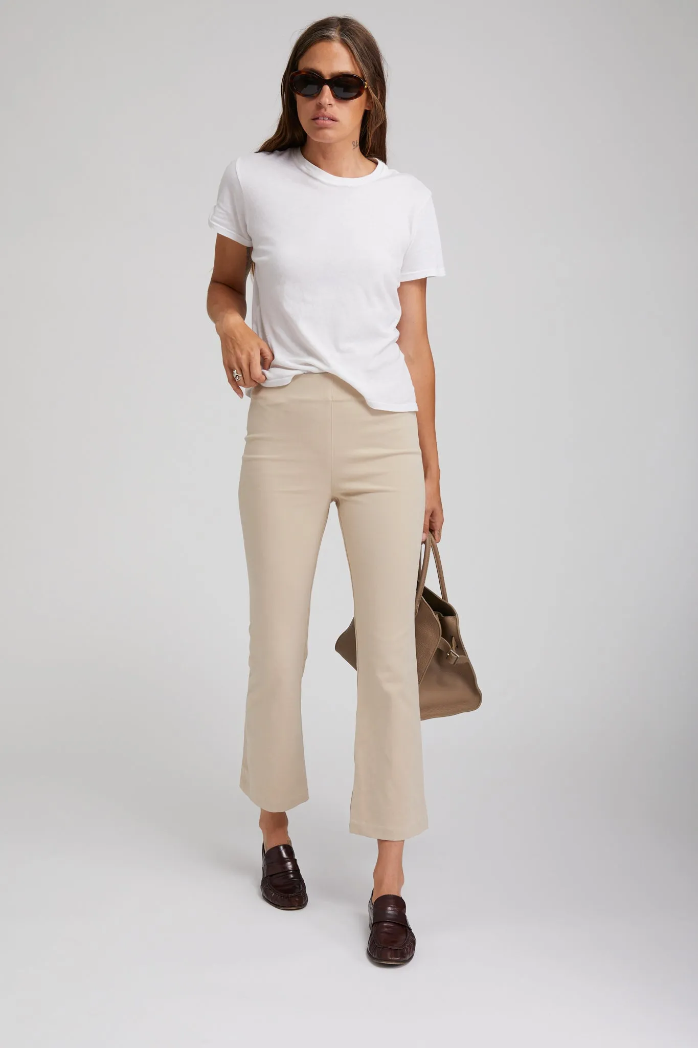 Khaki Twill Crop Flare Relaxed Comfort Look
