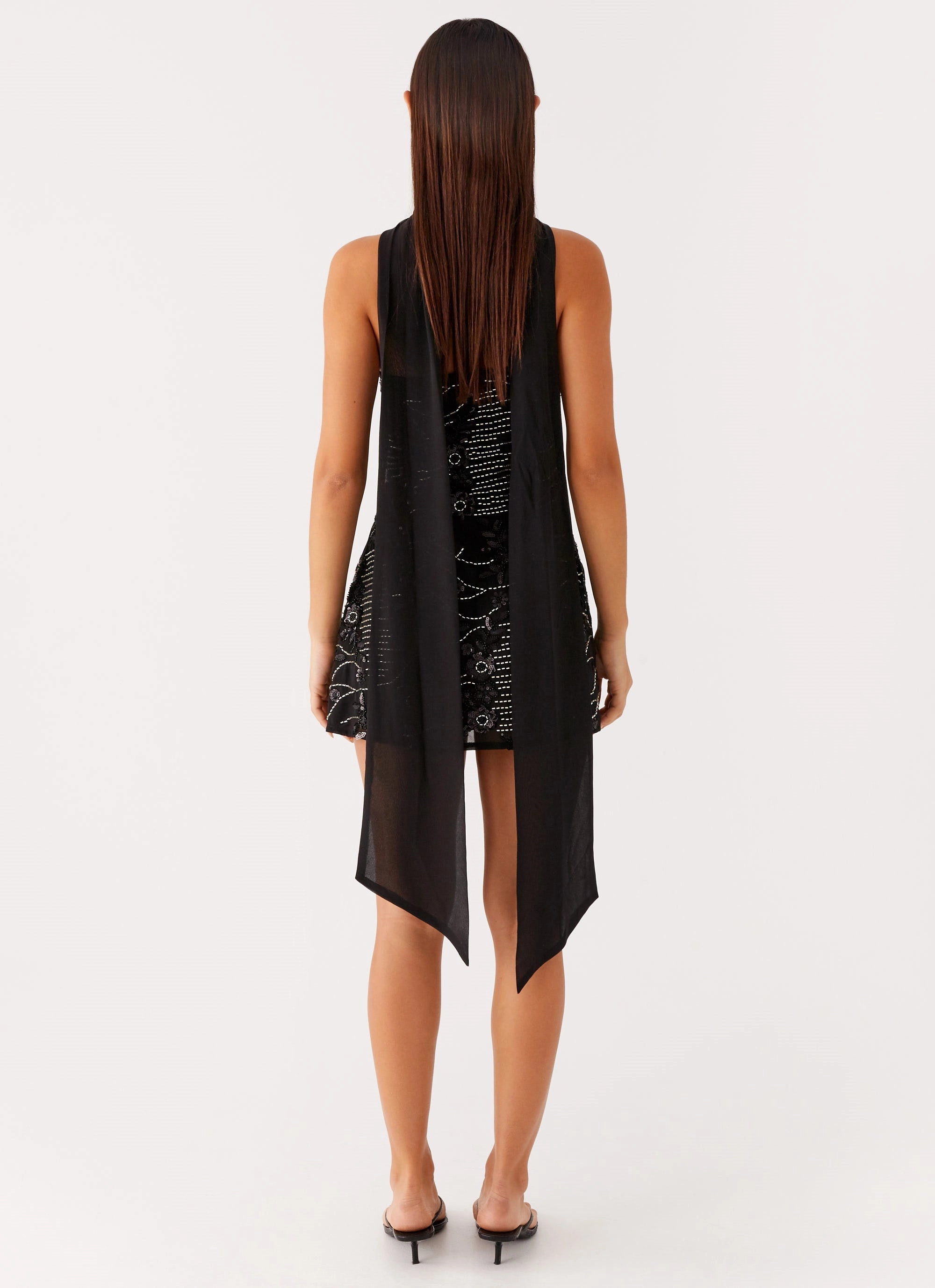 Kiesha Strapless Scarf Mini Dress - Black