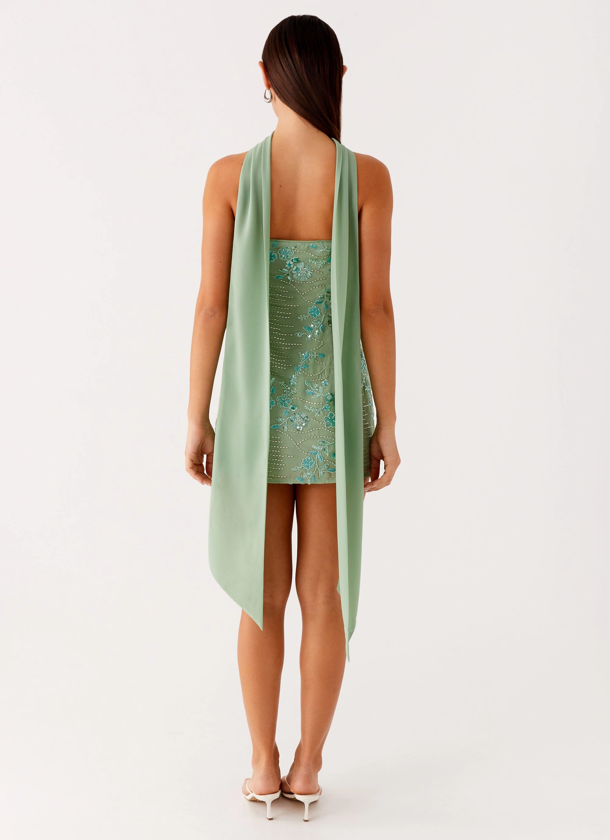 Kiesha Strapless Scarf Mini Dress - Mint