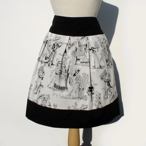 Outfit Lookbook Tassel accents Black and White Catrina Skulls Day of the Dead Skirt #S-RS720