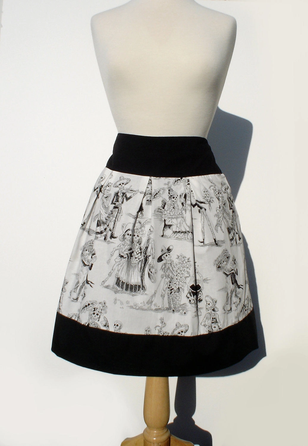 Black and White Catrina Skulls Day of the Dead Skirt #S-RS720 Limited Edition
