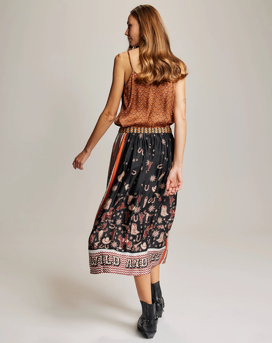 Celebrity Style Subtle Details VANESSA PRINTED MIDI SKIRT