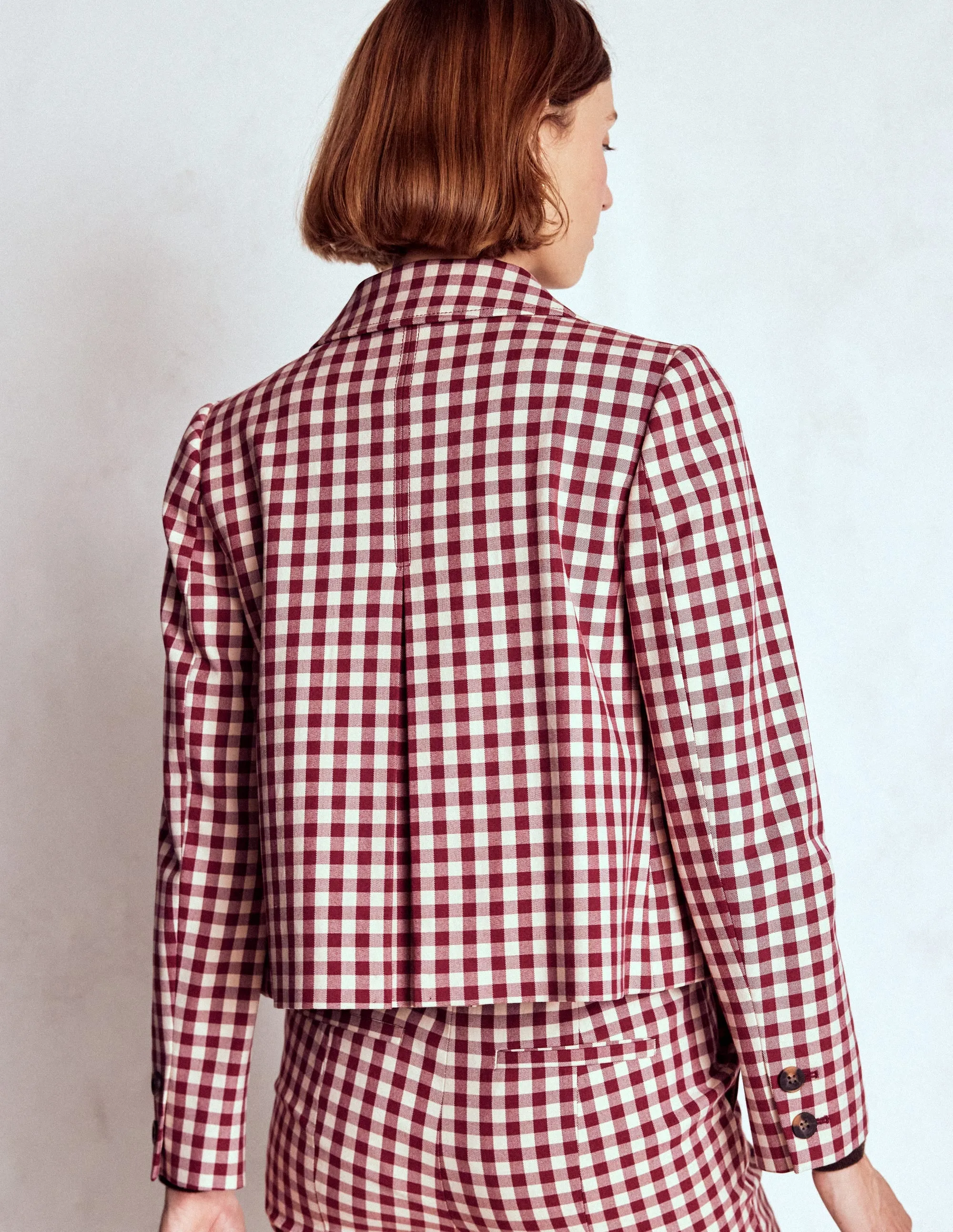 Knightsbridge Gingham Jacket-Chestnut Gingham Wrinkle Resistant Thermal Reflective Lining