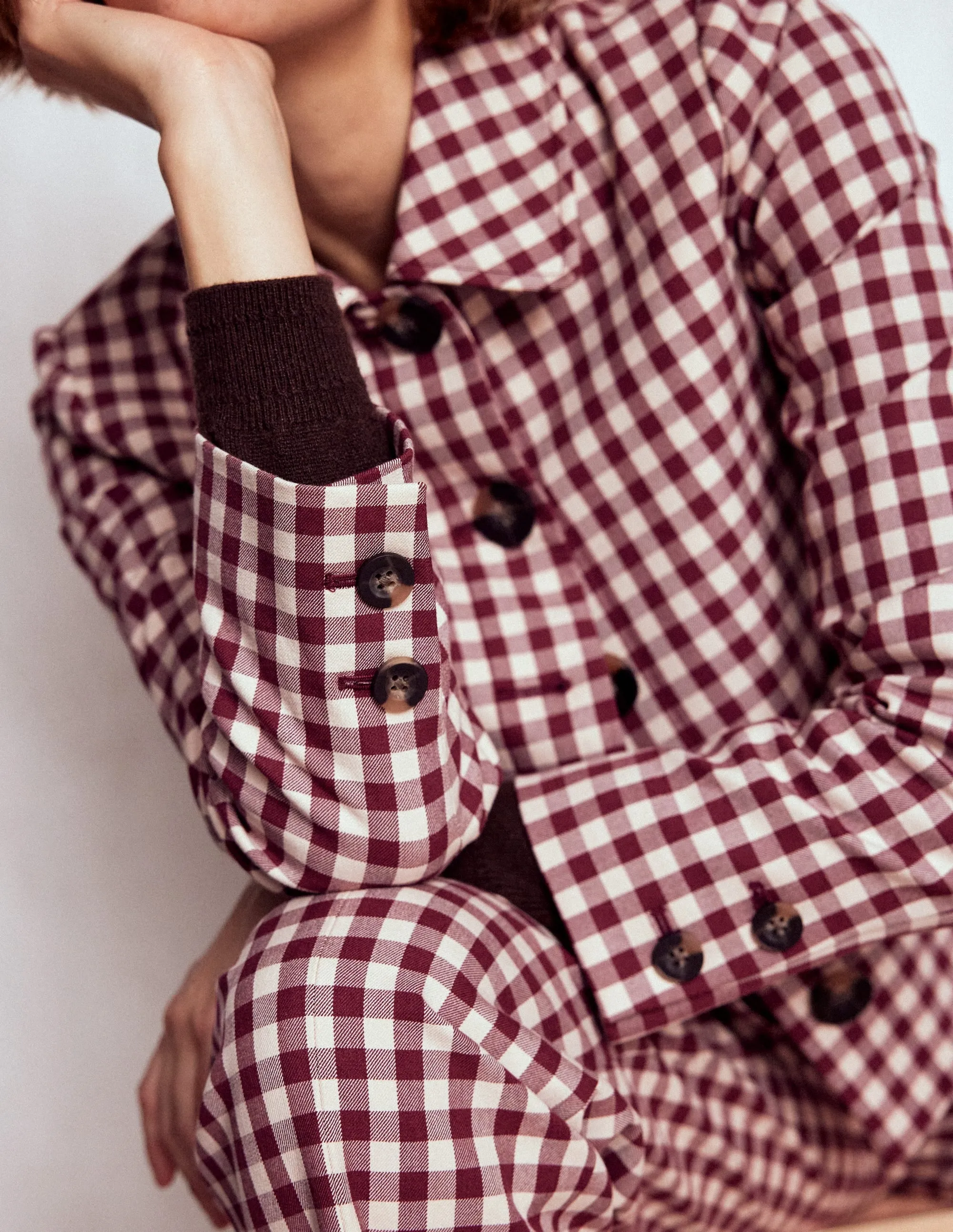 Neutral Fit Design Taped Seams Knightsbridge Gingham Jacket-Chestnut Gingham