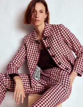 Knightsbridge Gingham Jacket-Chestnut Gingham NonChafing Seam Placement