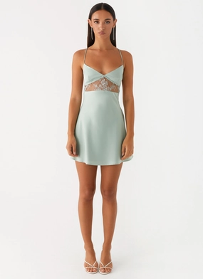 Korren Lace Mini Dress - Sage