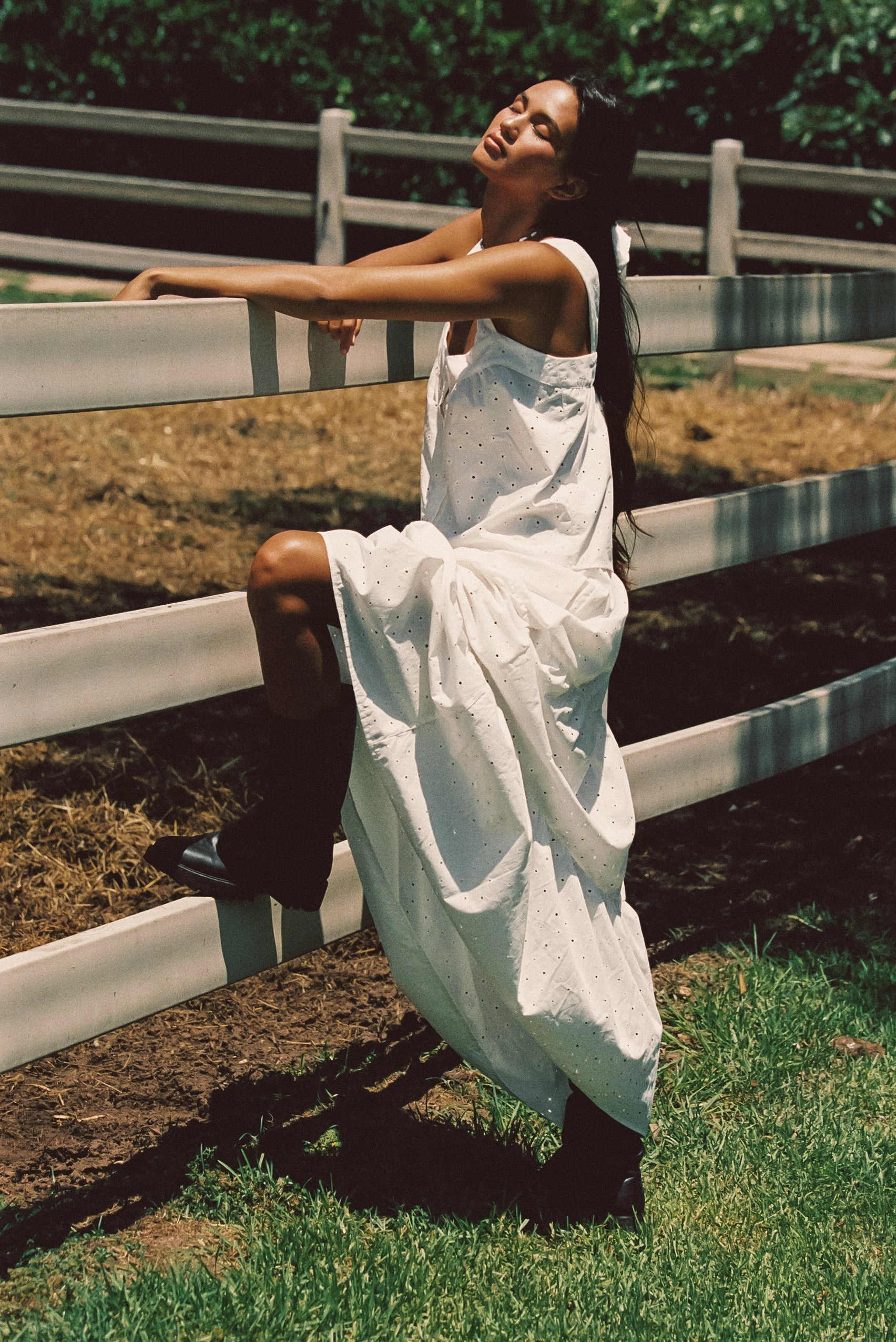 Elegant Flow Kristina Maxi Skirt - White Eyelet