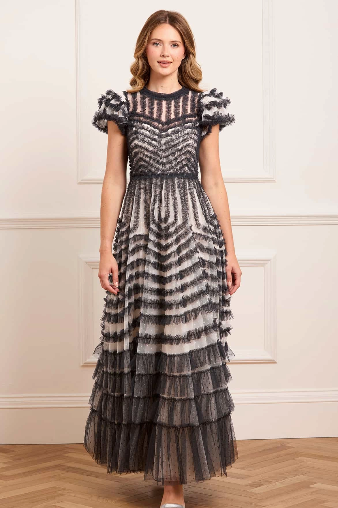 elegant design Rooftop-Event La Vie En Rose Round Neck Short Sleeve Gown