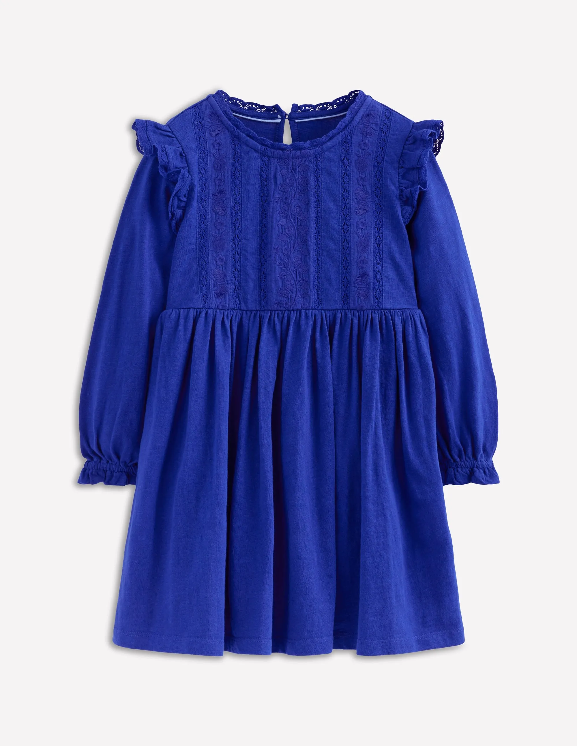 Pose Sweet Lace Trim Jersey Dress-Bluejay