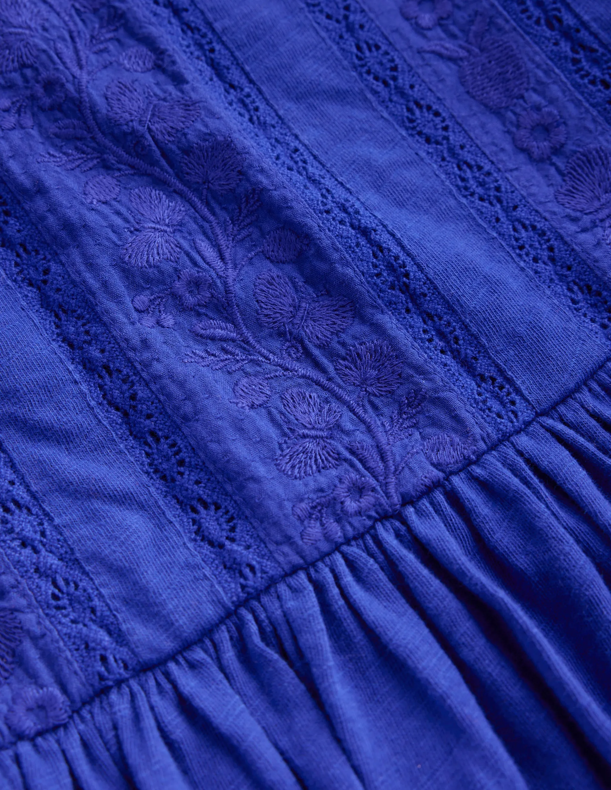 Slim-fit Raglan-Sleeve Lace Trim Jersey Dress-Bluejay