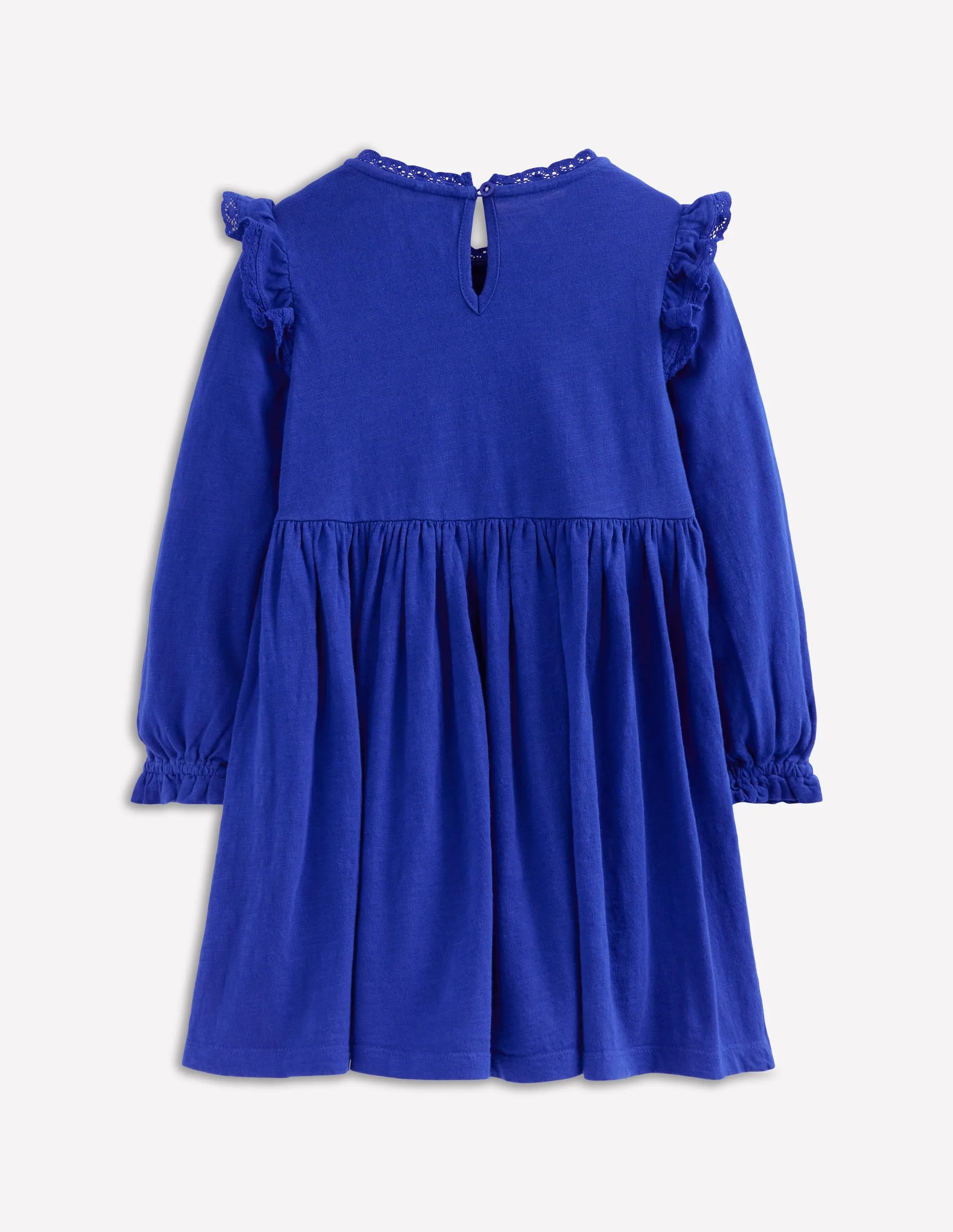 Soft fabric piece Lace Trim Jersey Dress-Bluejay