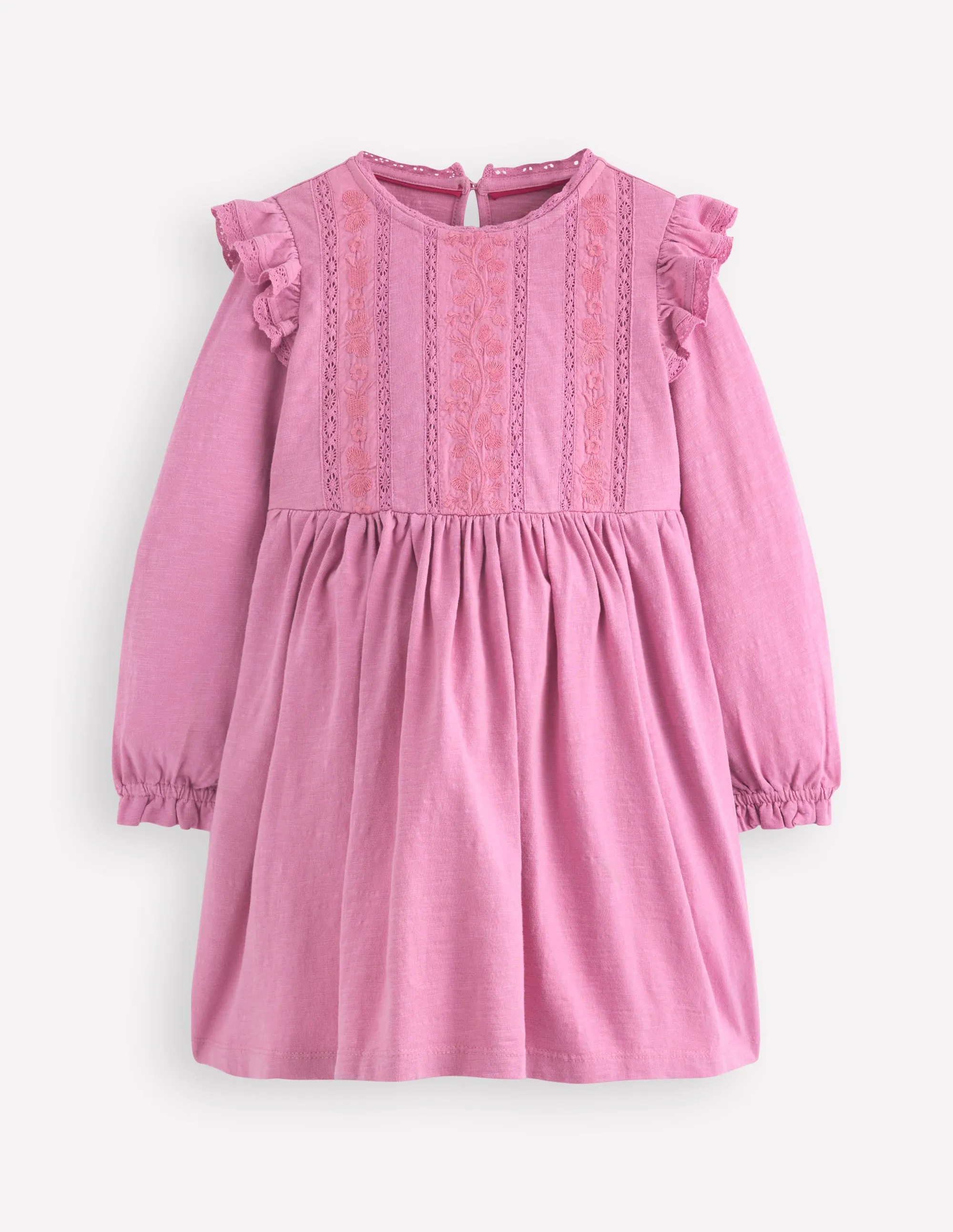 Lace Trim Jersey Dress-Formica Pink Autumn Mood Street Mode