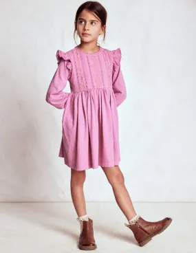 Lace Trim Jersey Dress-Formica Pink Easy-to-style casual dress Sunset Look