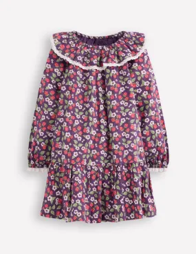 Lace Trim Woven Dress-Purple Vintage Berry Summer Friendly