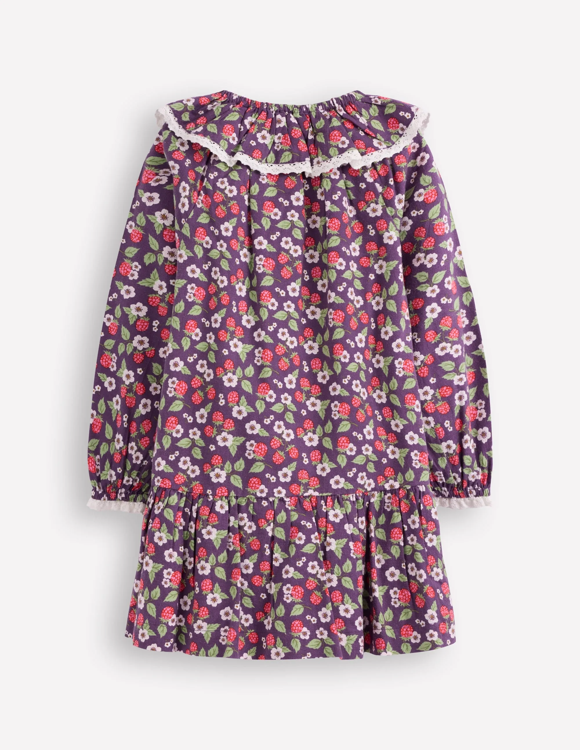 Lace Trim Woven Dress-Purple Vintage Berry Cool Layers