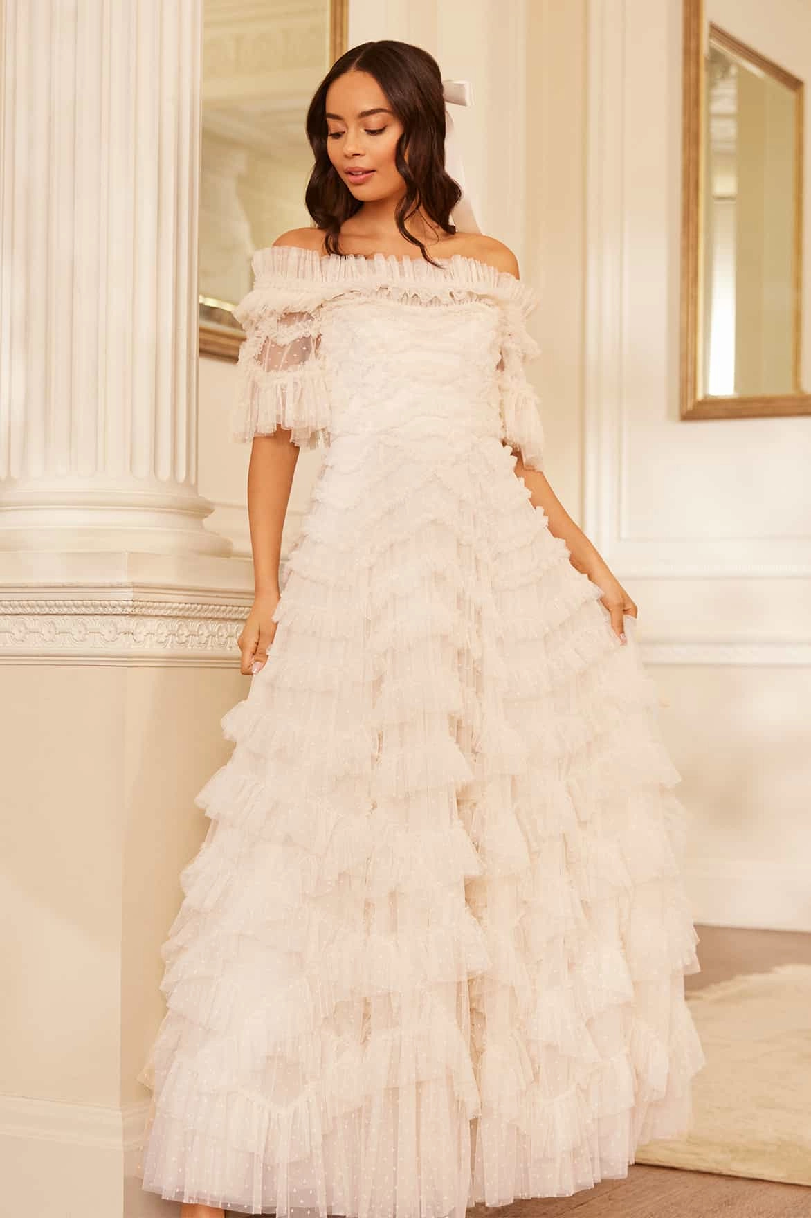 Soft Gradient Lana Off-Shoulder Gown