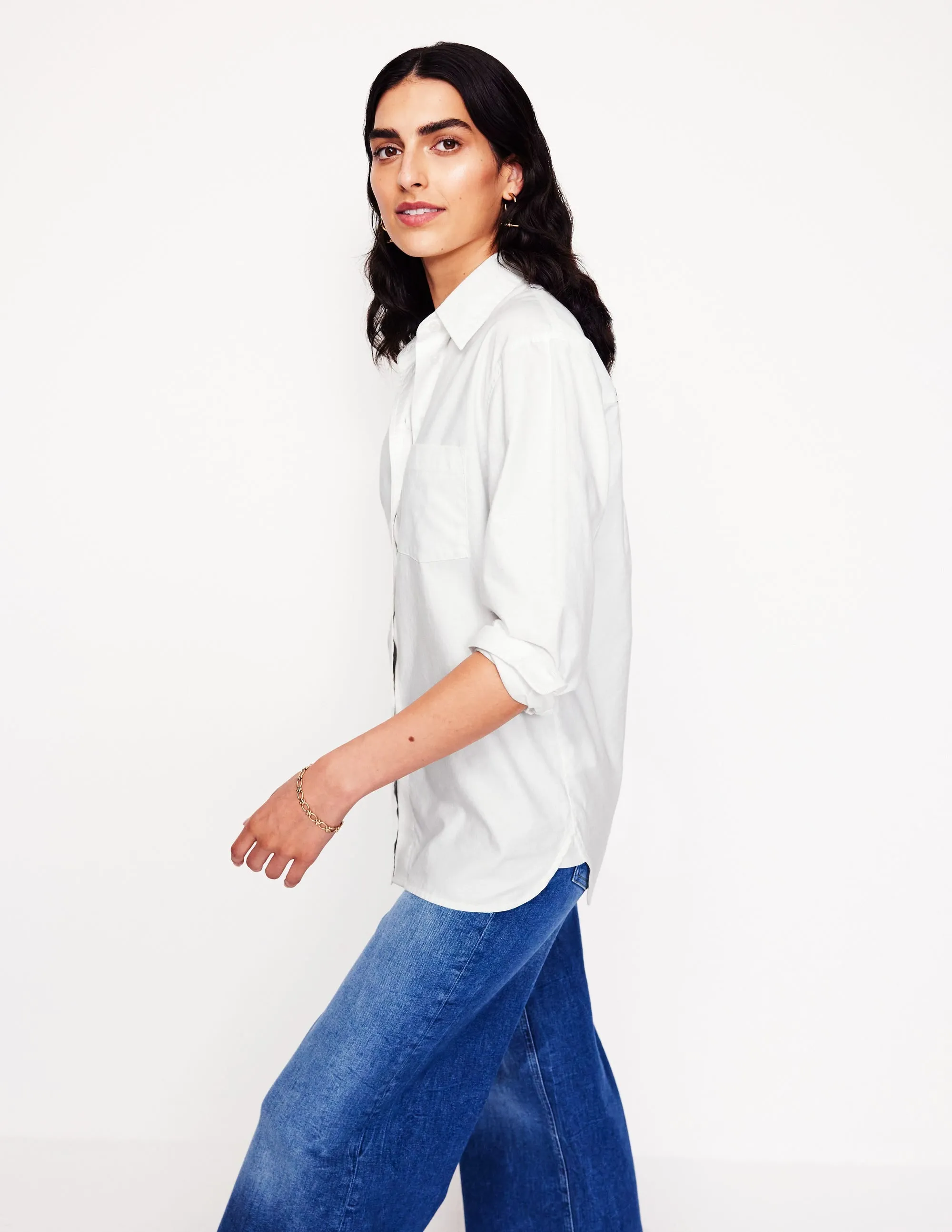 Minimalist Design Sadie Relaxed Cotton Shirt-White Oxford