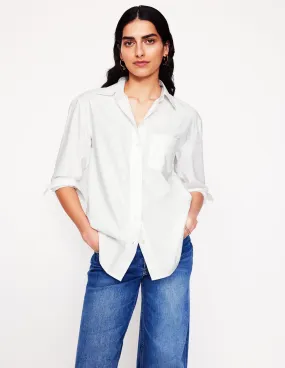 Sadie Relaxed Cotton Shirt-White Oxford High Thread Count Cotton