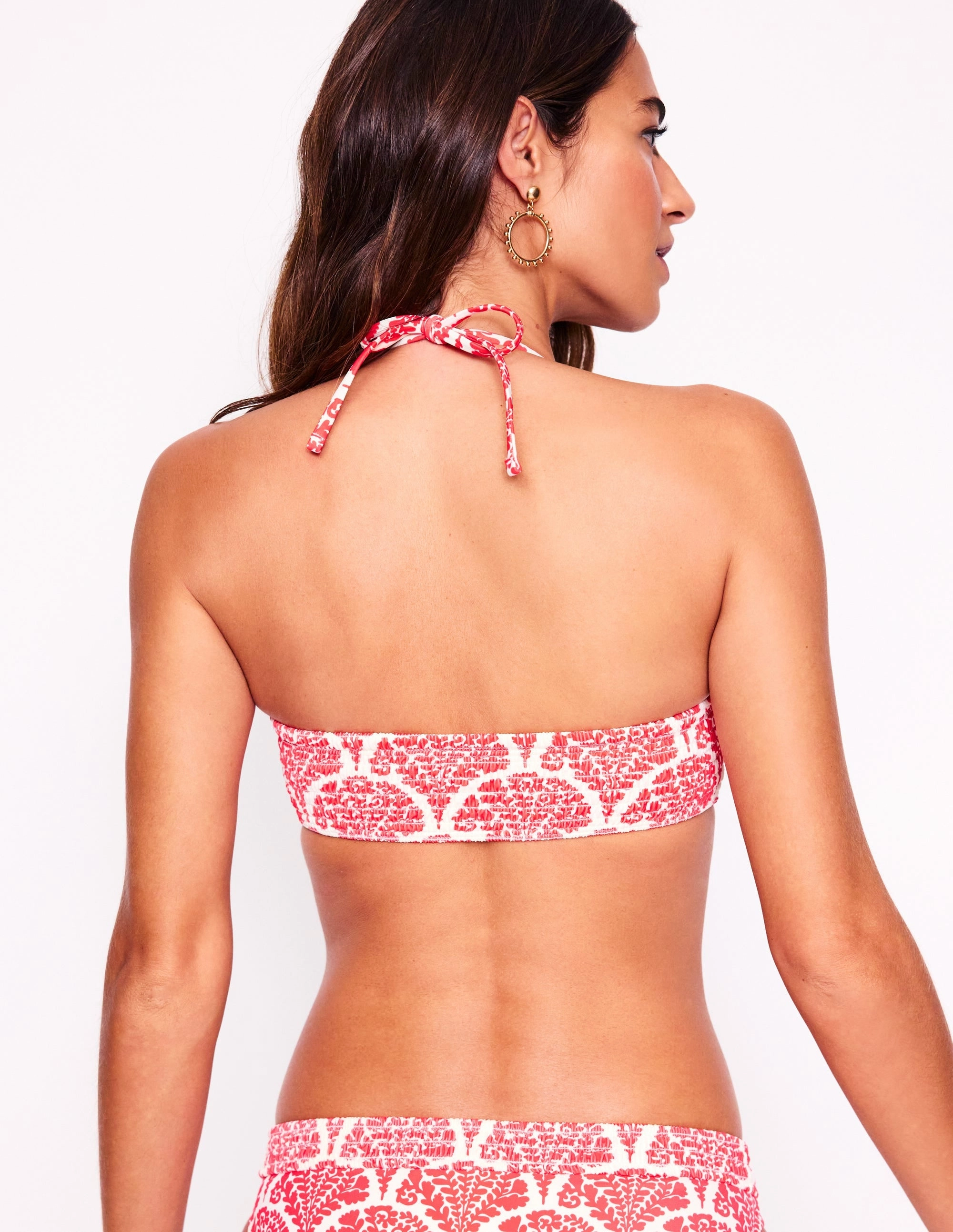 Milos Smocked Bikini Top-Jam Red, Blossomy anti slip grip