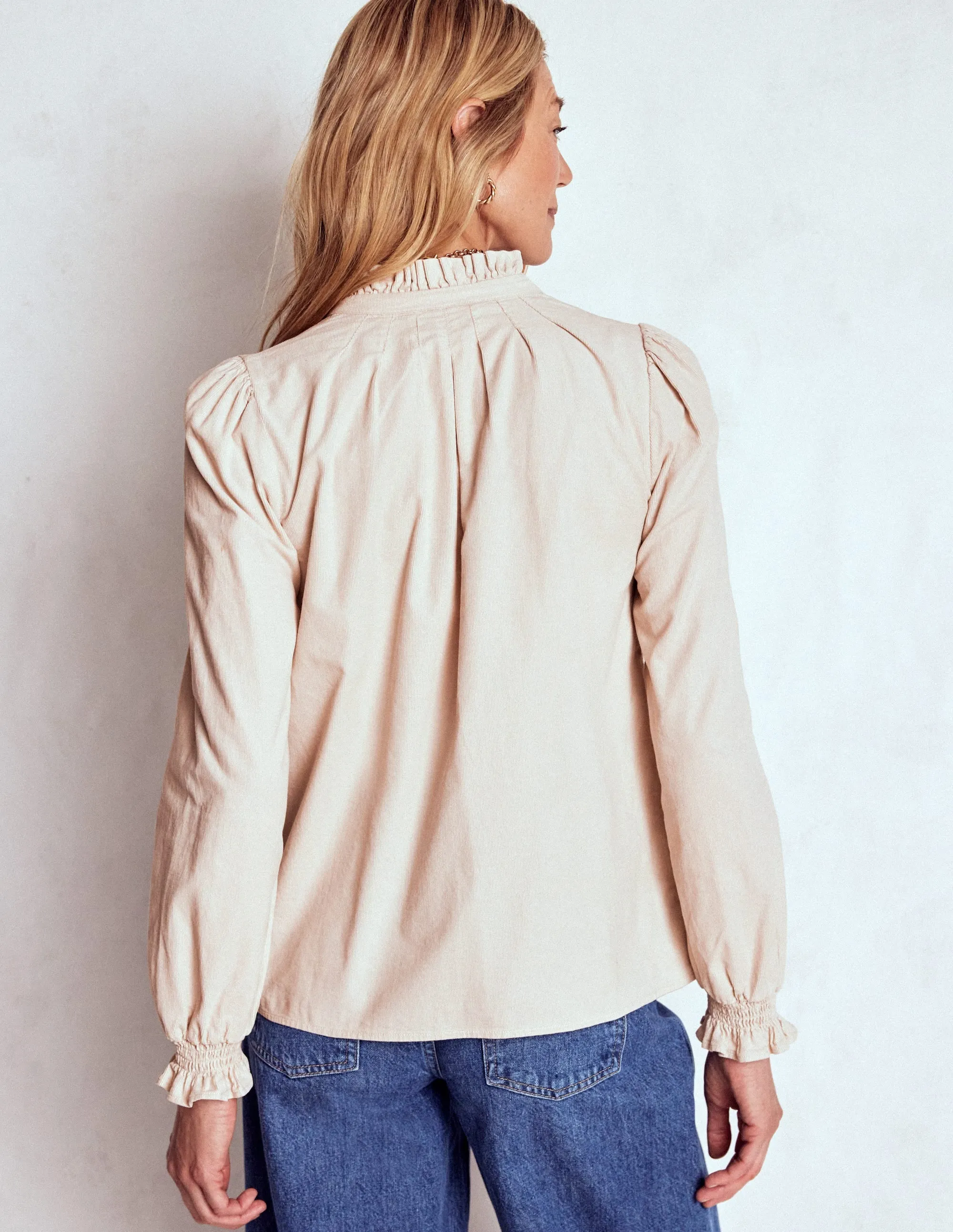 Lorna Cord Top-Almond Milk Seamless Construction Design