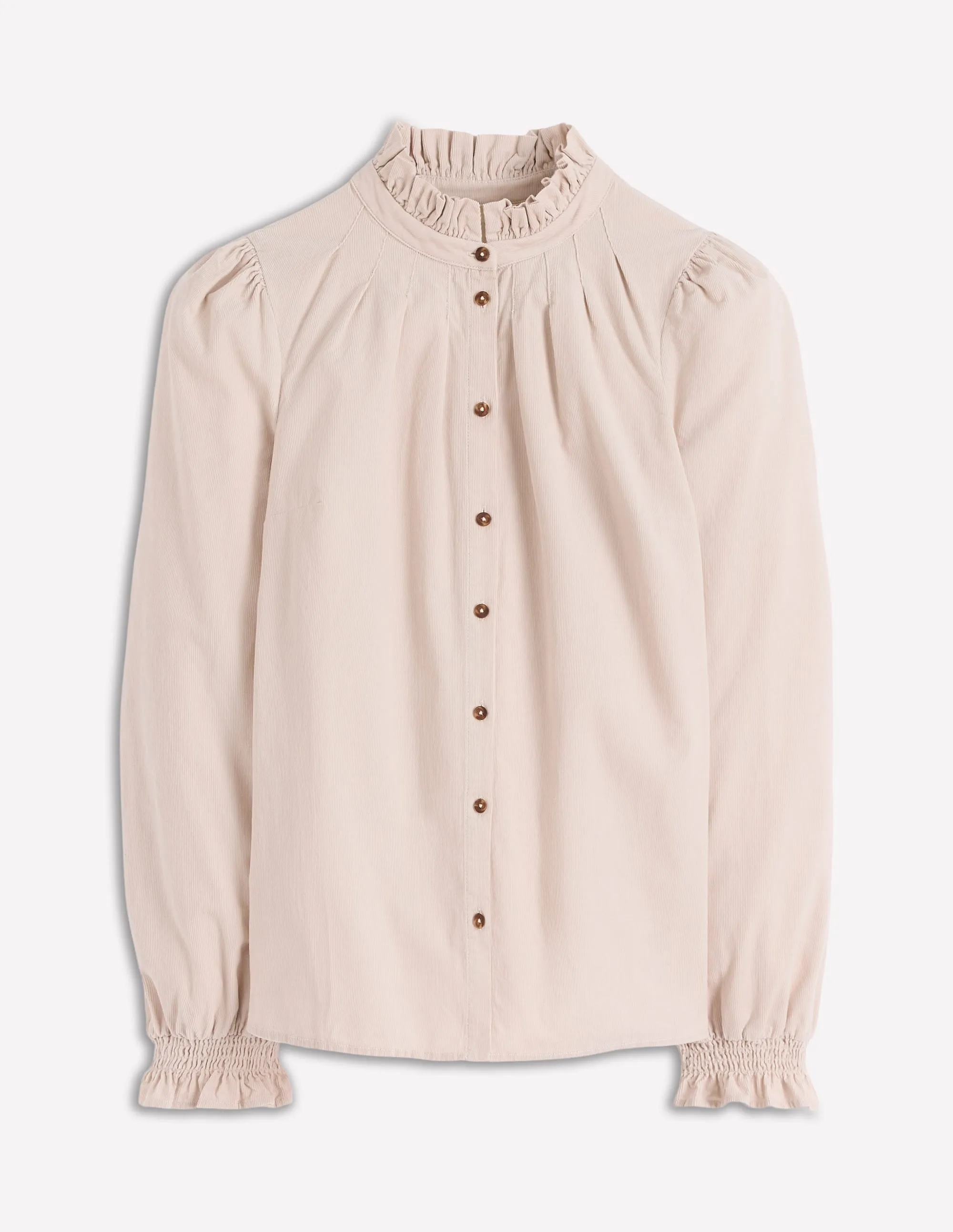Lorna Cord Top-Almond Milk Denim Shirt