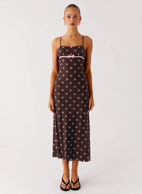 Latto Midi Dress - Chocolate Strawberry Dot