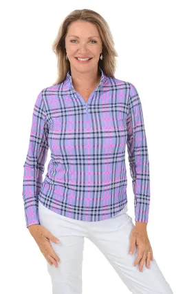 Lavender Judith Plaid UPF50  Sun Shirt DoubleLayeredFabric
