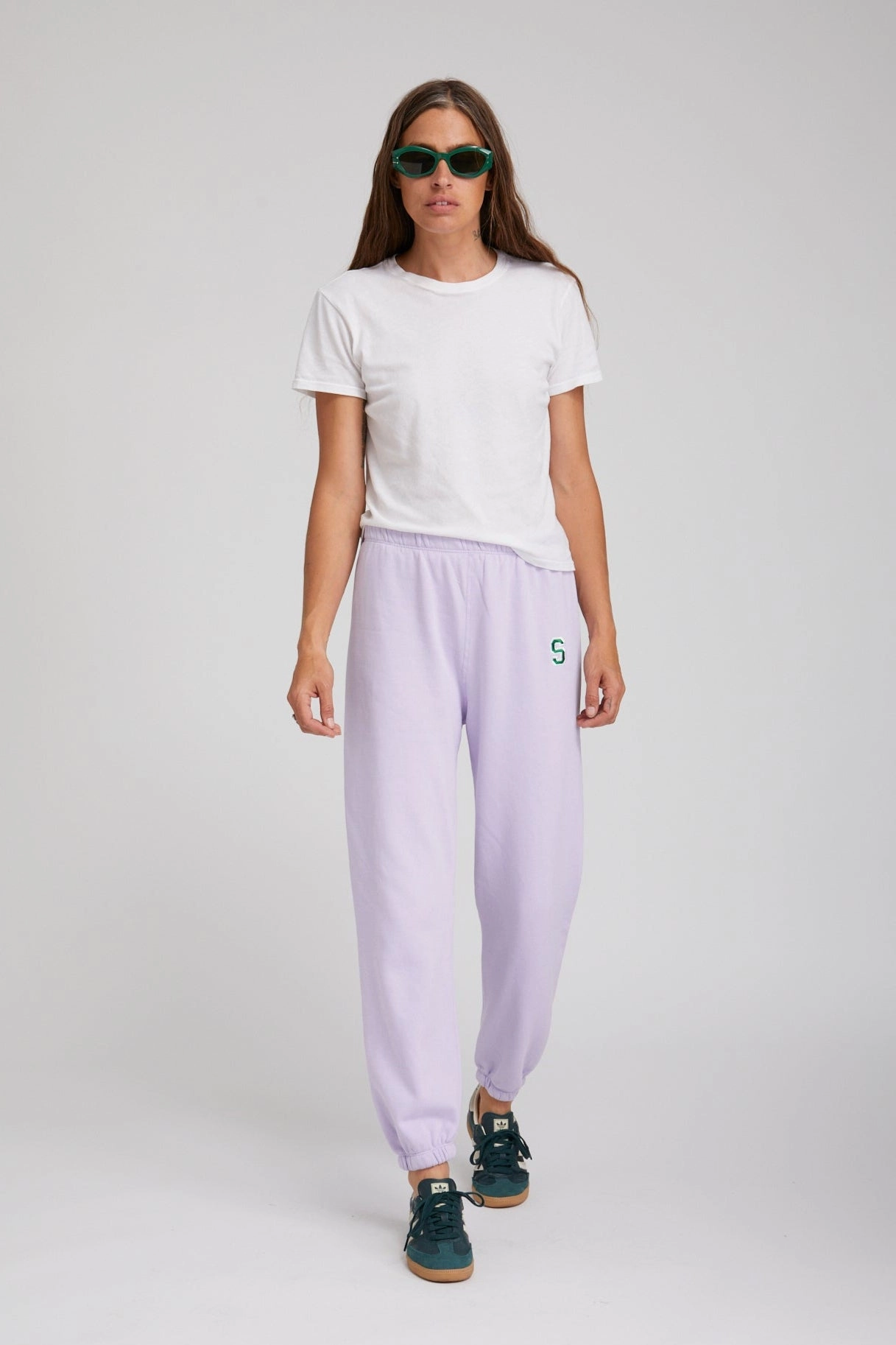 Lavender Tri-Blend Embroidered Logo Sweatpants ButterSoftTexture
