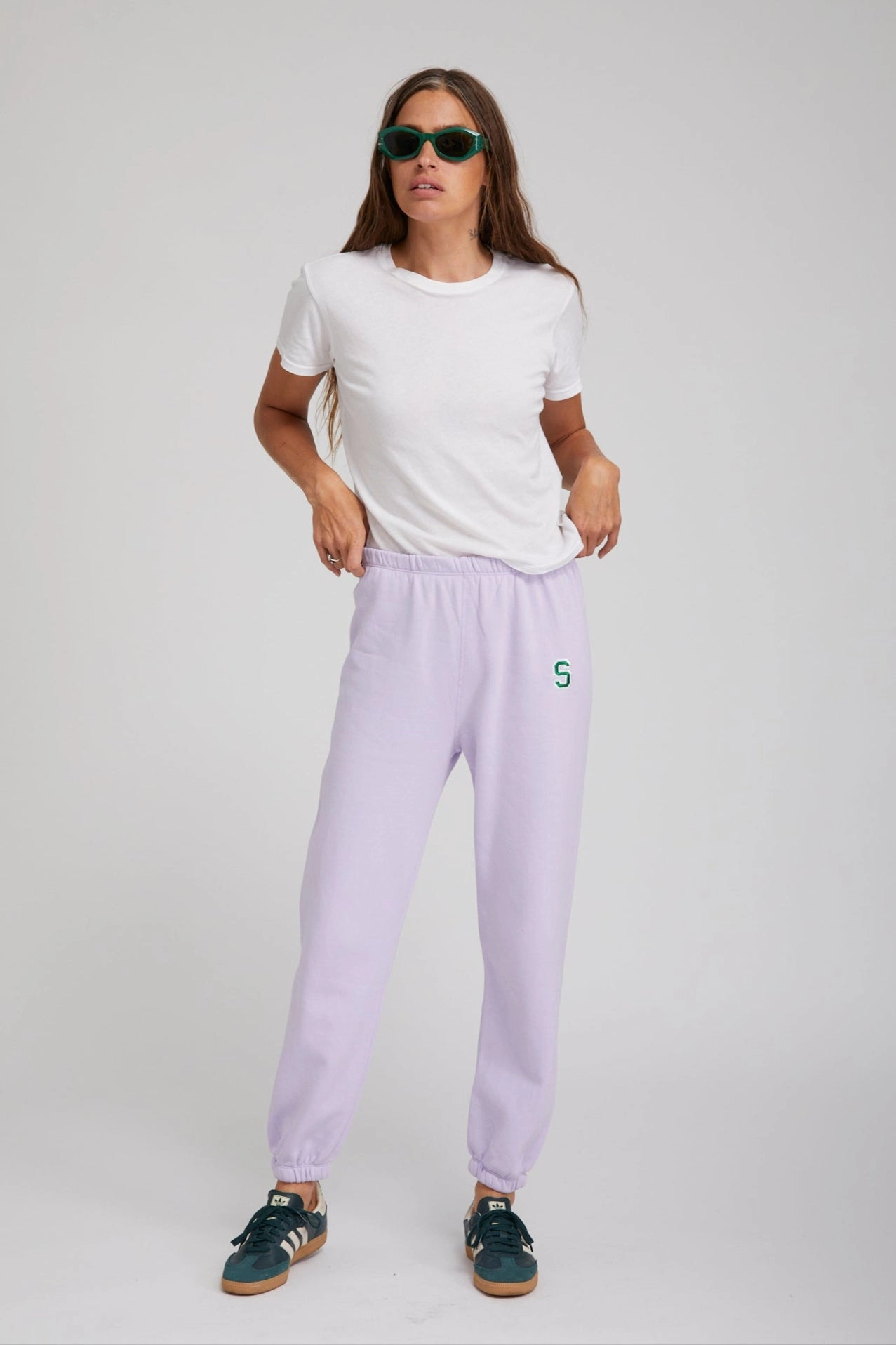 ZeroWaste Pattern Lavender Tri-Blend Embroidered Logo Sweatpants