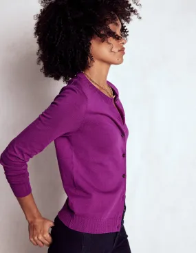 Emilia Cotton Crew Cardigan-Regal Purple Soft Finish