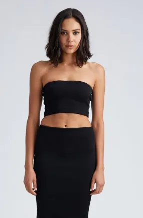 Black Stretch Jacquard Micro Tube Top Shrinkage Prevention Treatment