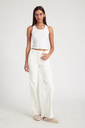 White Corduroy Carpenter Pants Comfort Style Flattering Shape