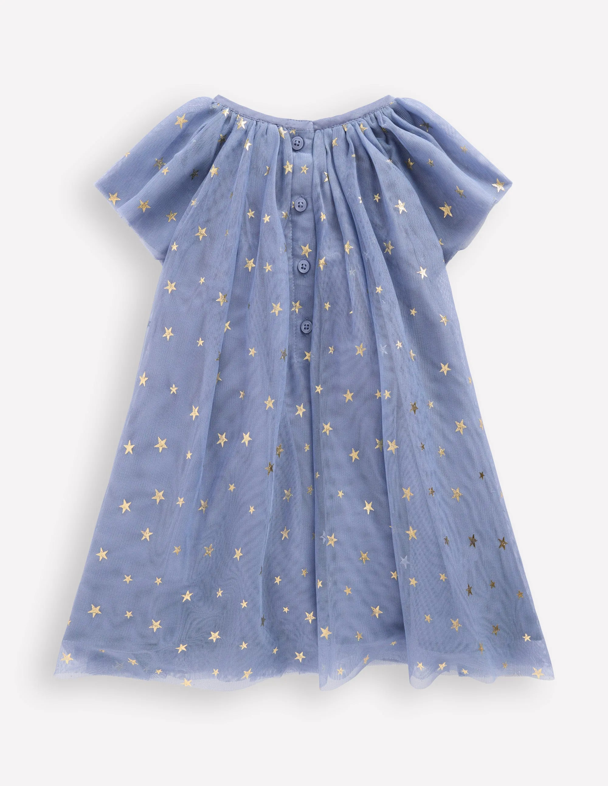 Korean Mood Layered Tulle Dress-Blue Gold Foil Star