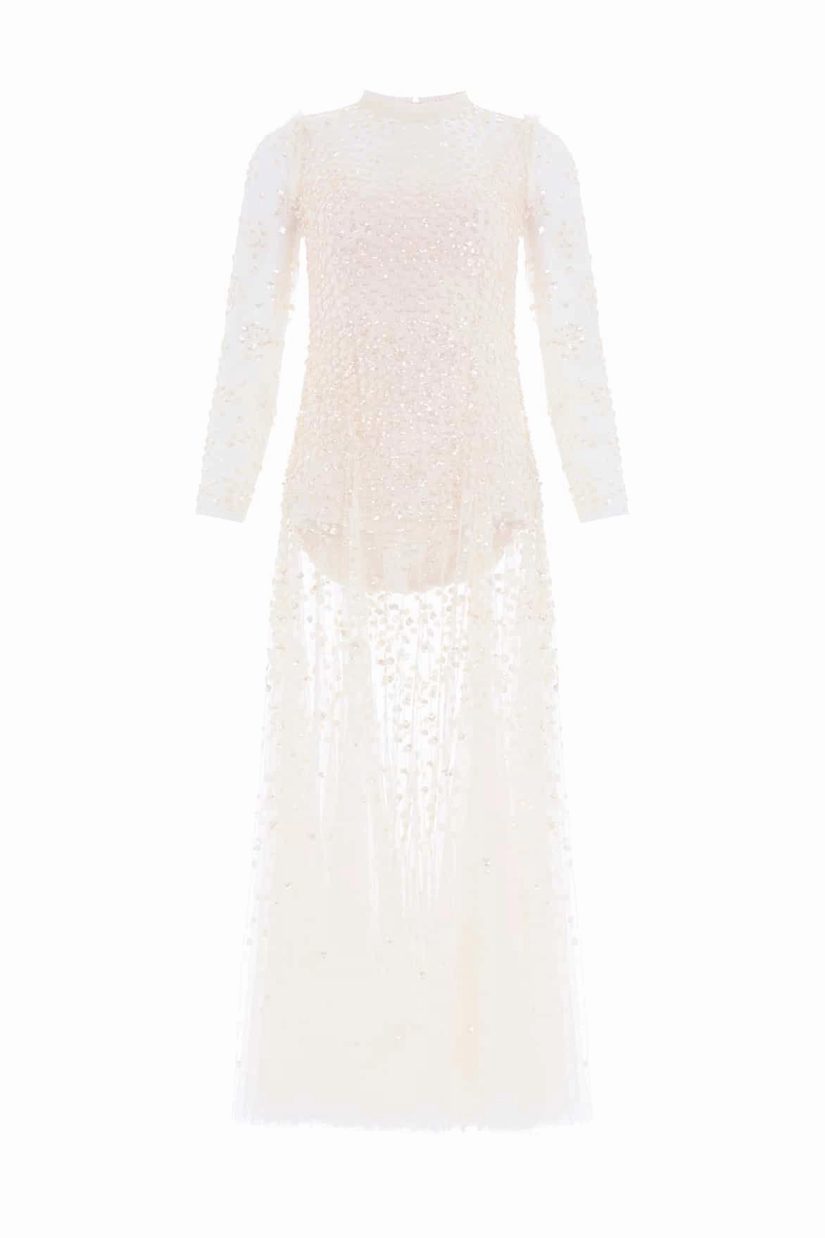 Comfortable and Soft Perfect Shape Leila Dot Sheer Ankle Gown