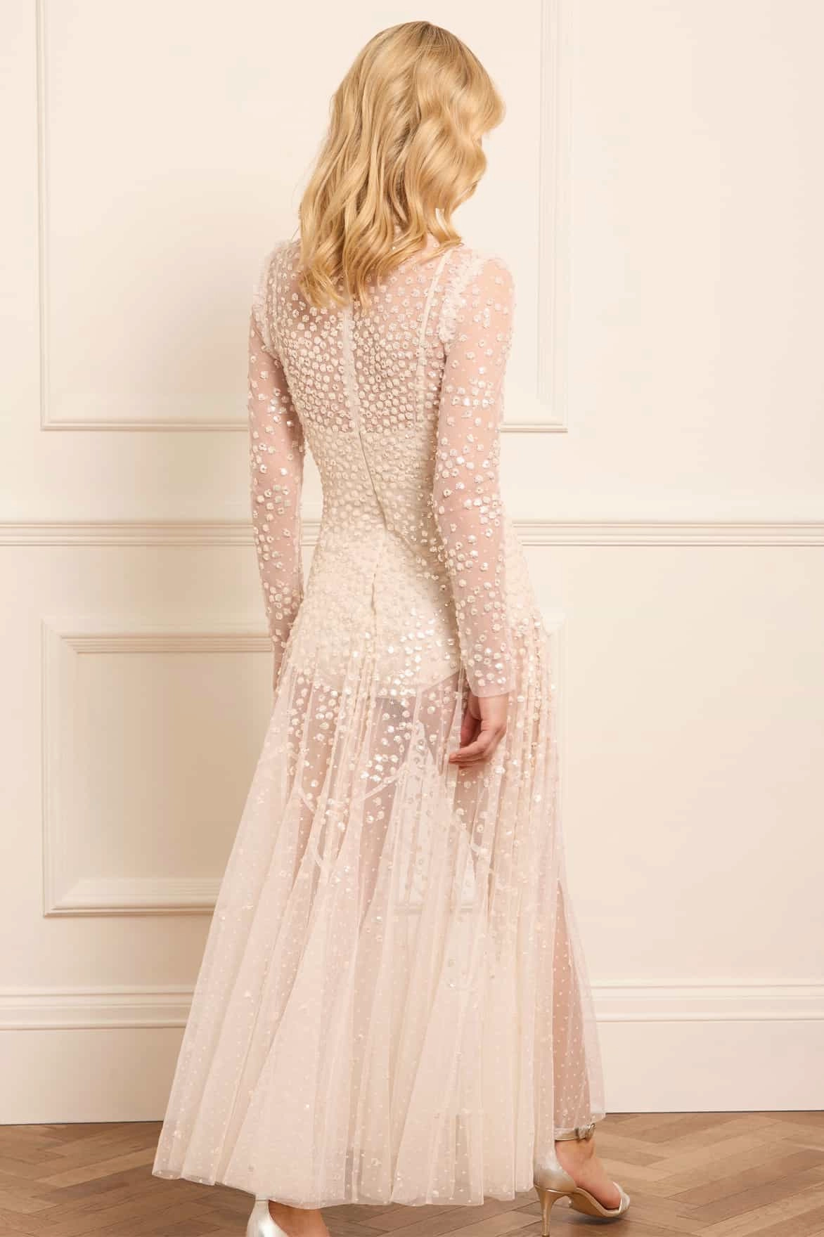 Leila Dot Sheer Ankle Gown Fit Clean