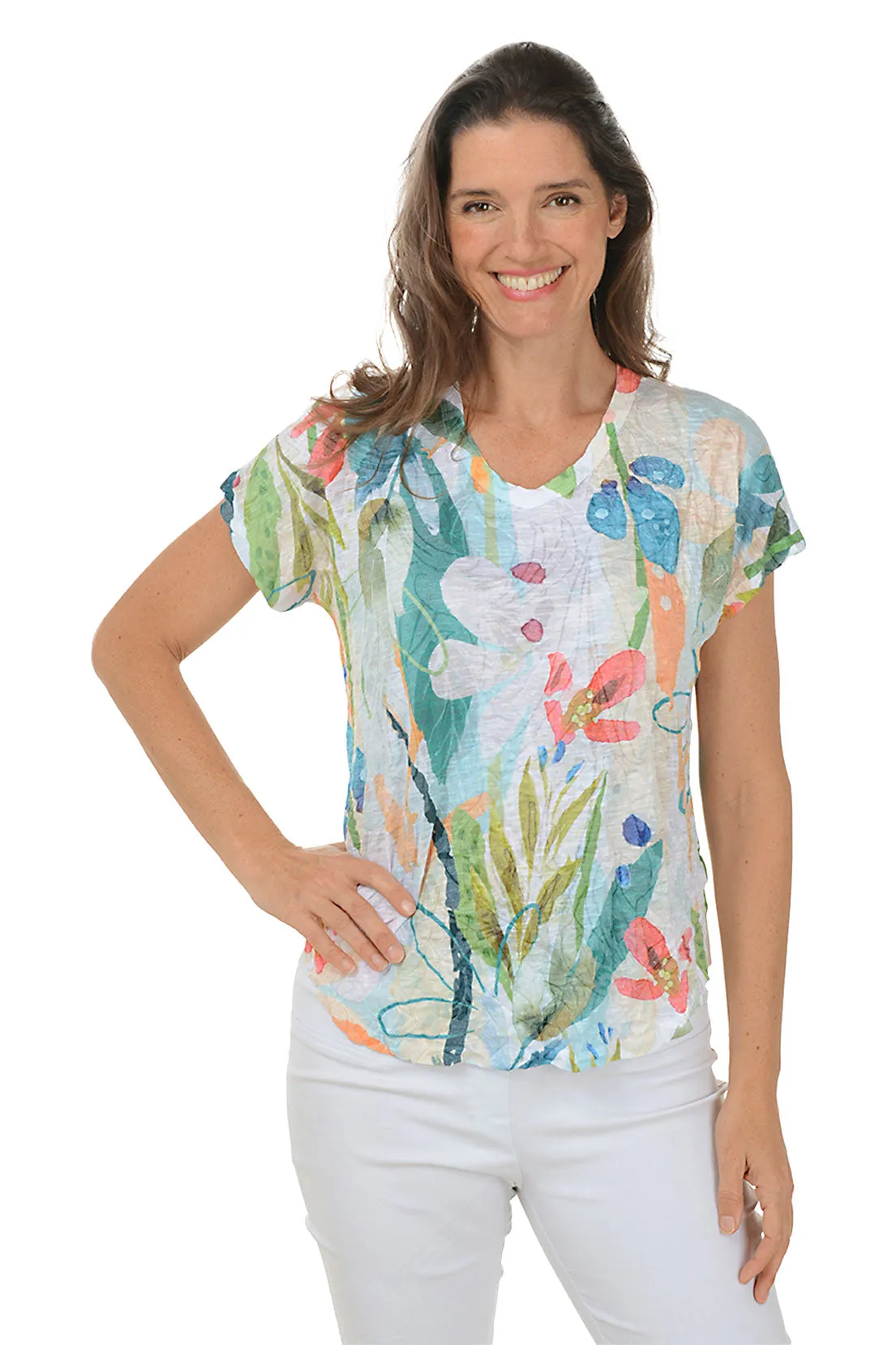 NonScratchSurface Lemonade Crushed Short Sleeve Knit Top