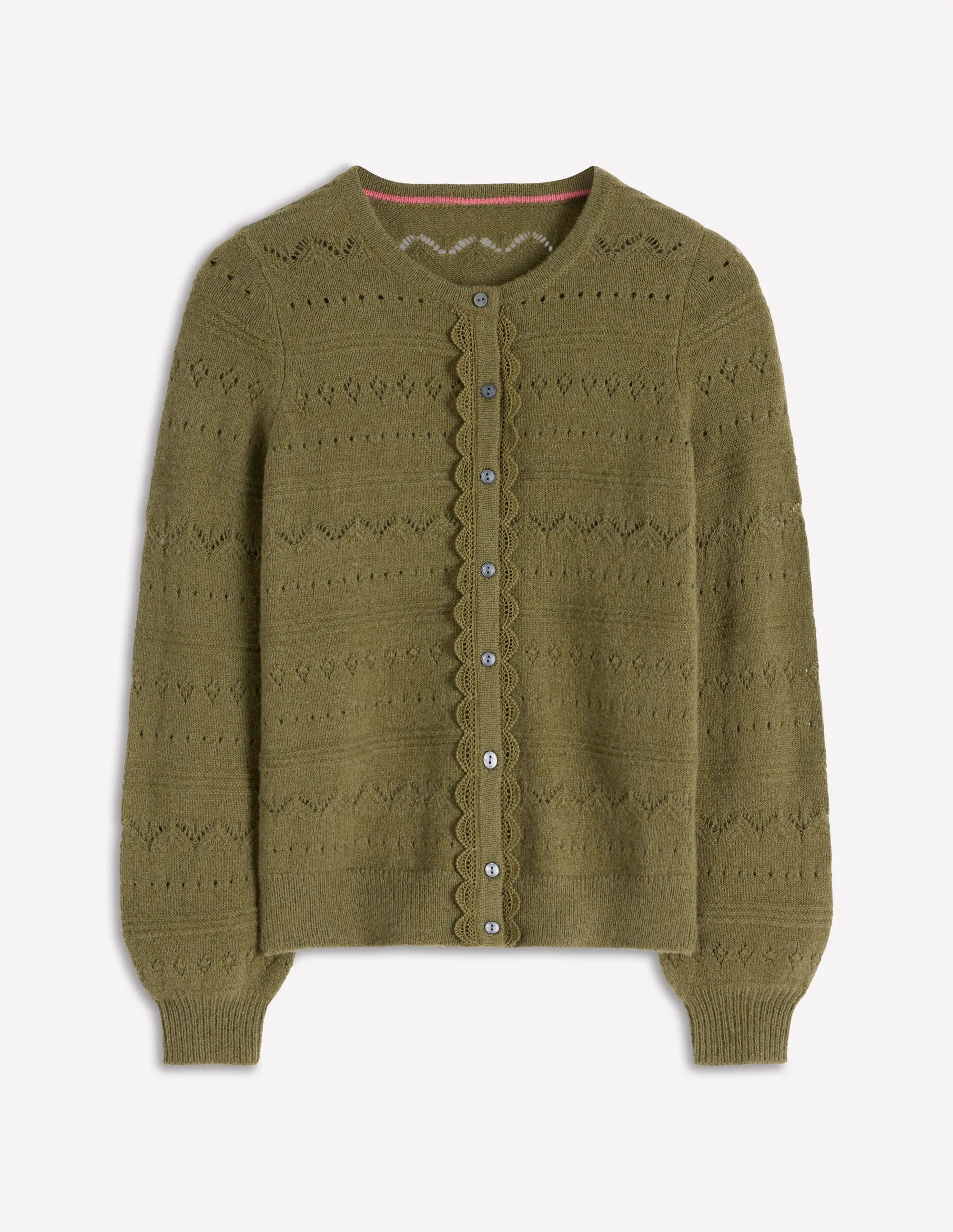 Leticia Lace Trim Cardigan-Woodland Green Seasonal Casual Look