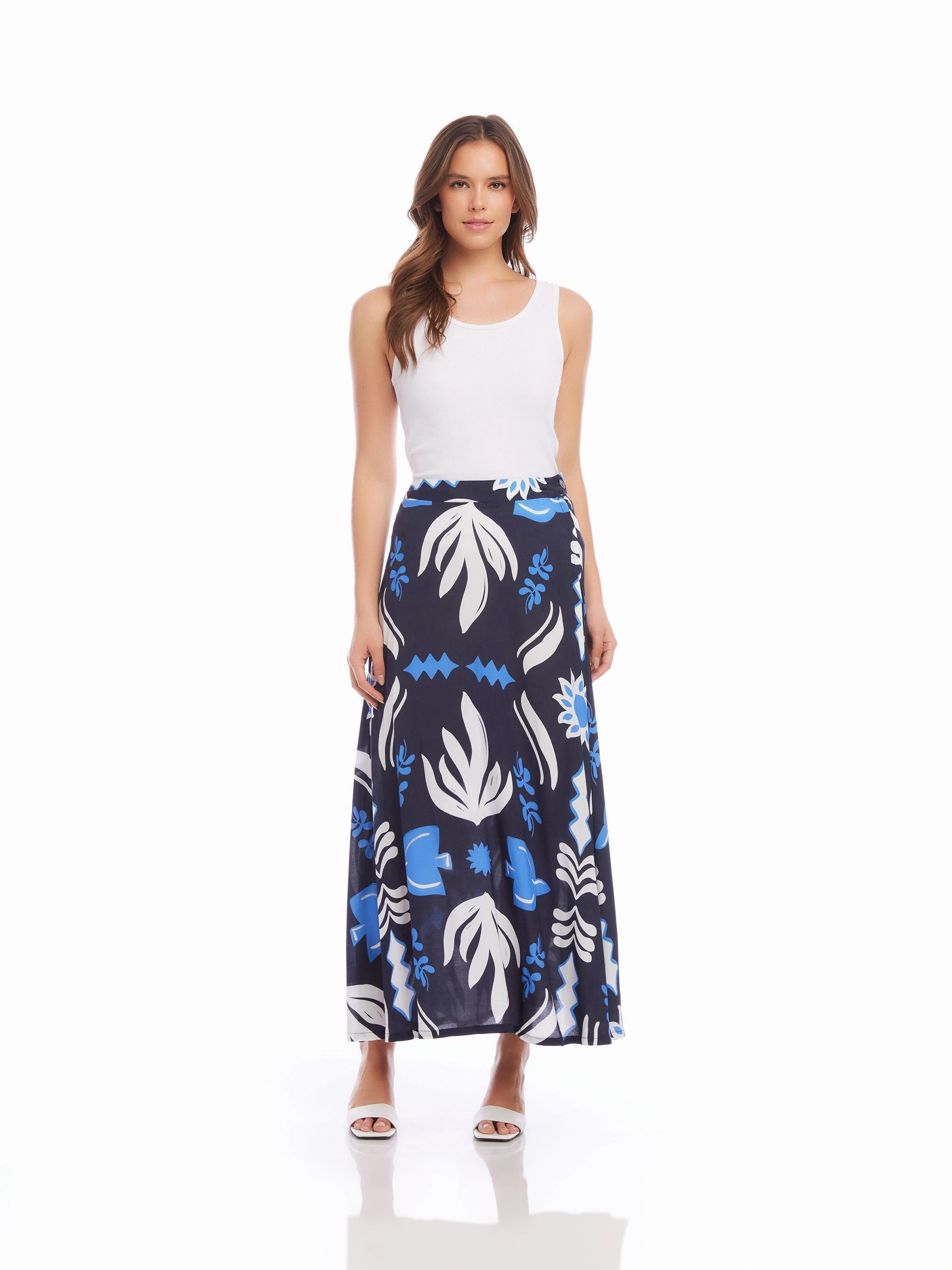 Twist Front Design Fresh Look Lexi Skirt in Navy Print