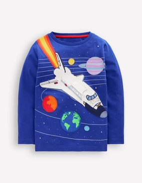 Lift-the-flap T-shirt-Bright Blue Rocket Versatile Shirt