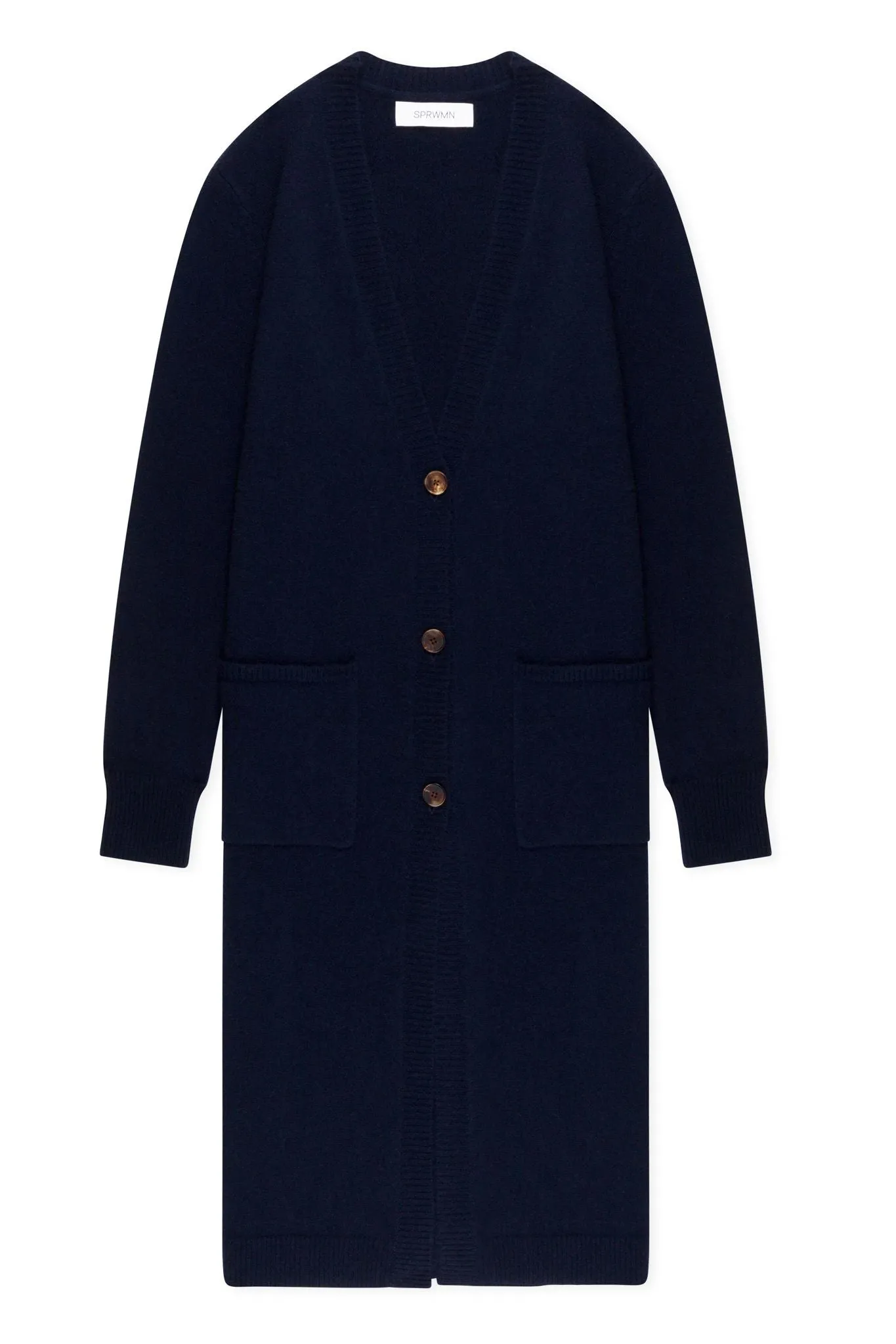 Anti Pilling Non Restrictive Armhole Cut Navy Cashmere Long Cardigan