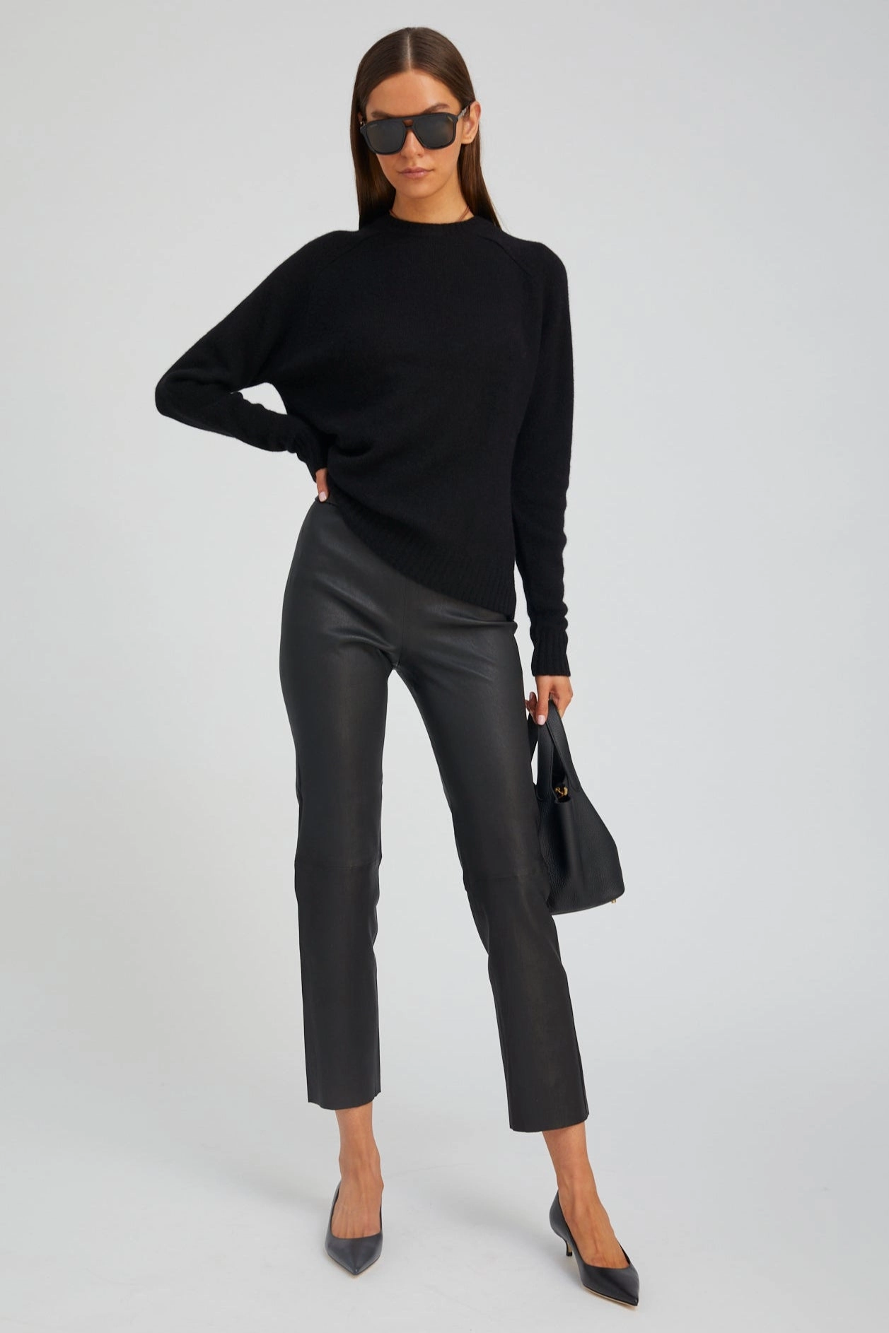 Pure Motion Power Mesh Black Leather Sophia Pull On