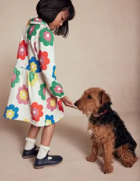 Outfit Boost Designer-Label Cosy Jersey Shirt Dress-Multi Large Flower