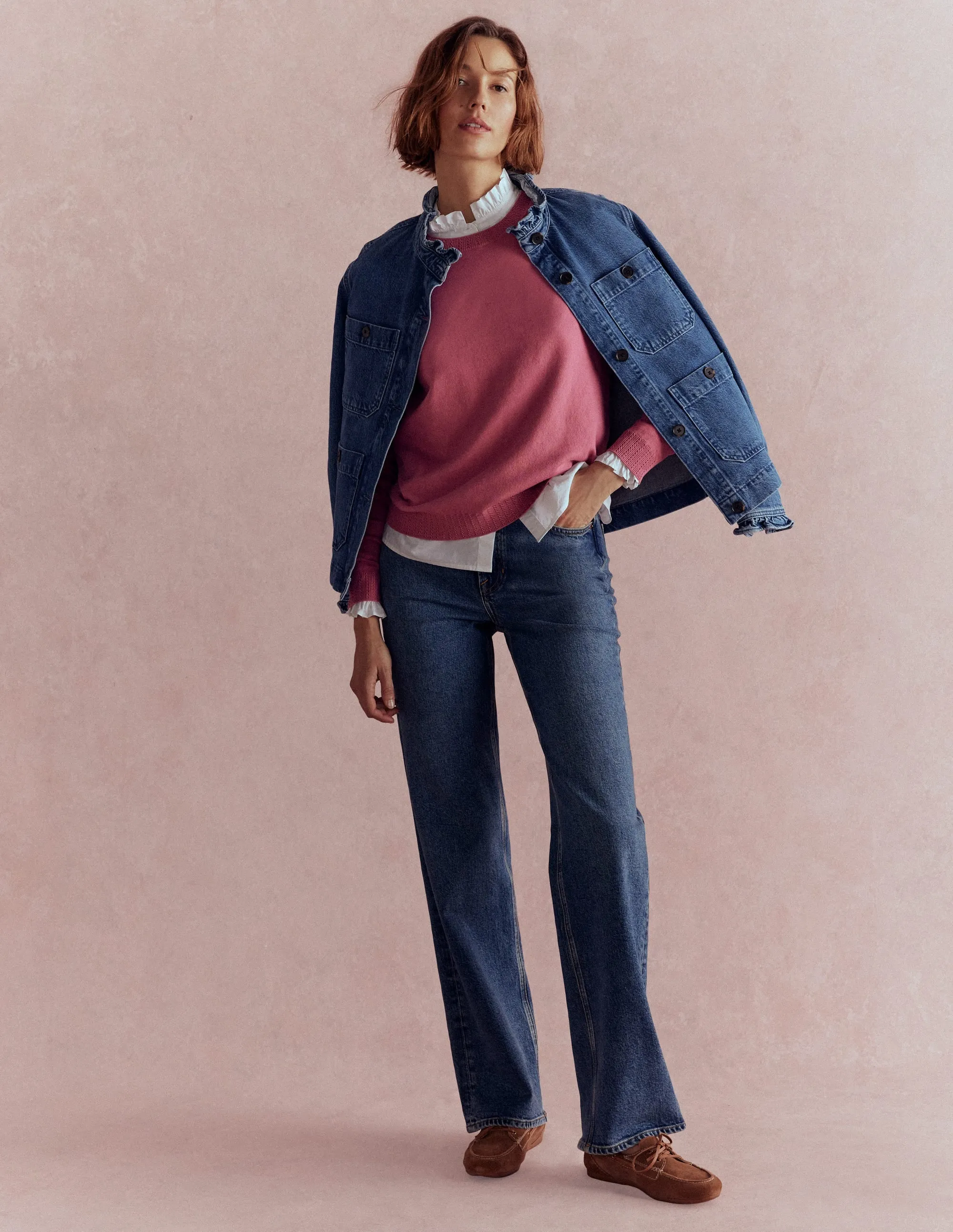 Simple Layer Autumn Layer Emilia Cotton Crew Jumper-Pink Heather