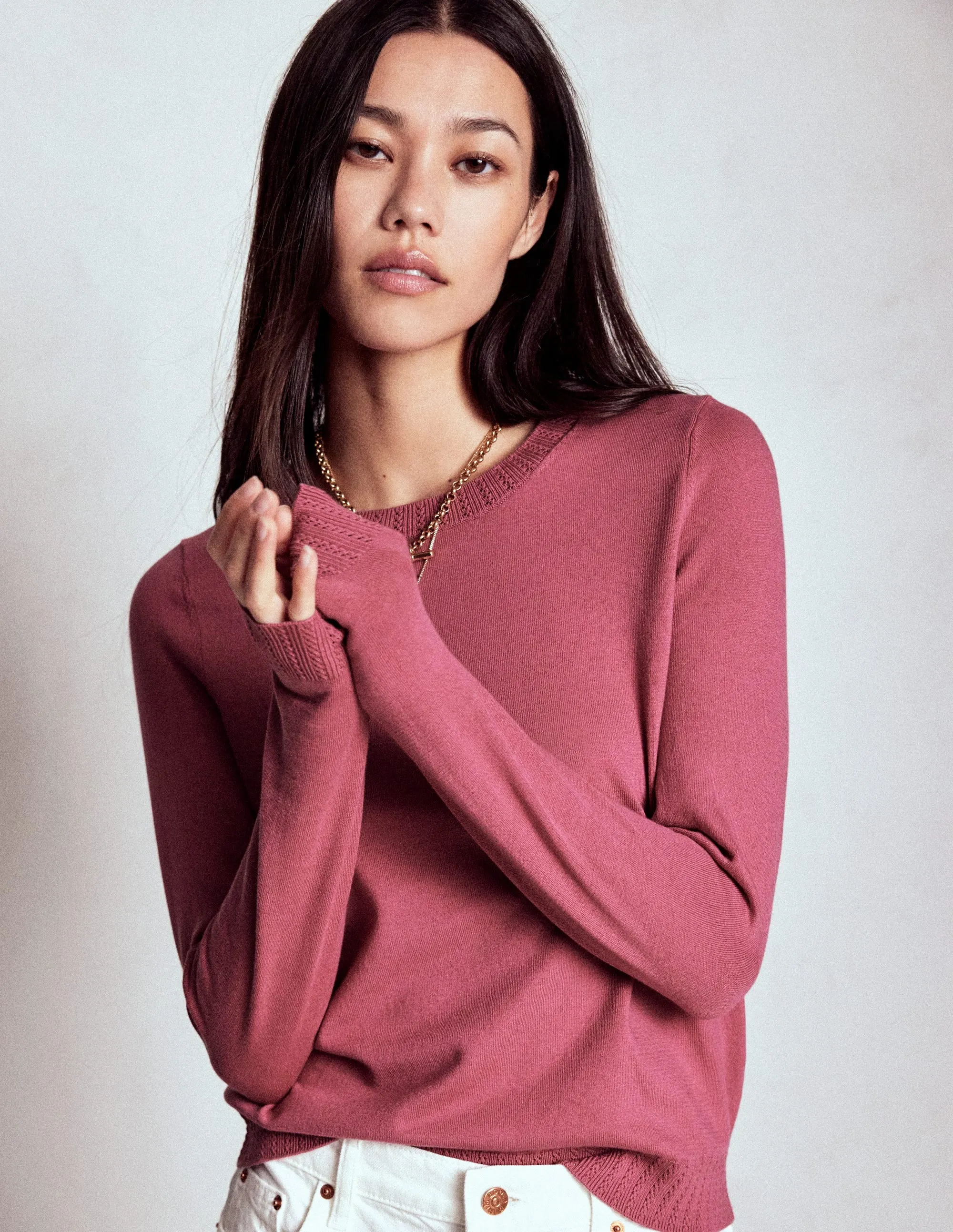 Cozy Moments Emilia Cotton Crew Jumper-Pink Heather