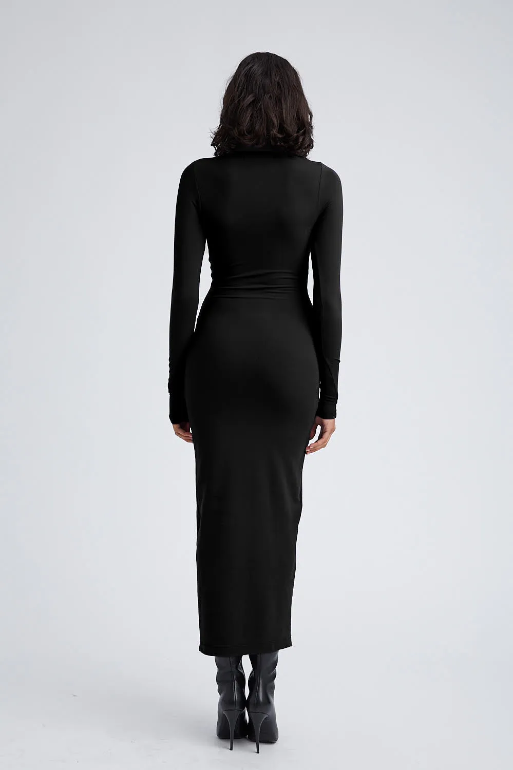 Live Soft Black City Long Sleeve Turtleneck Dress