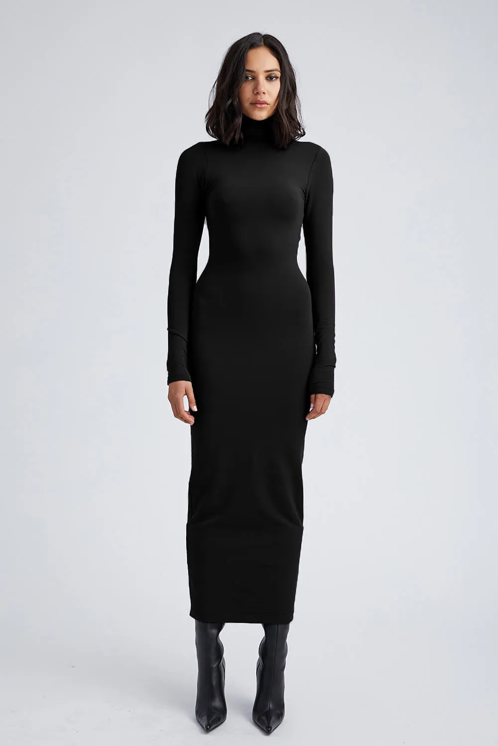 Minimal Harmony Black City Long Sleeve Turtleneck Dress