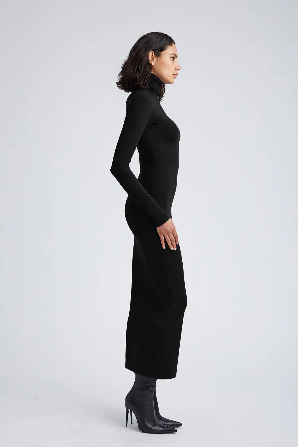 Black City Long Sleeve Turtleneck Dress Fall Inspired Gentle Aesthetic