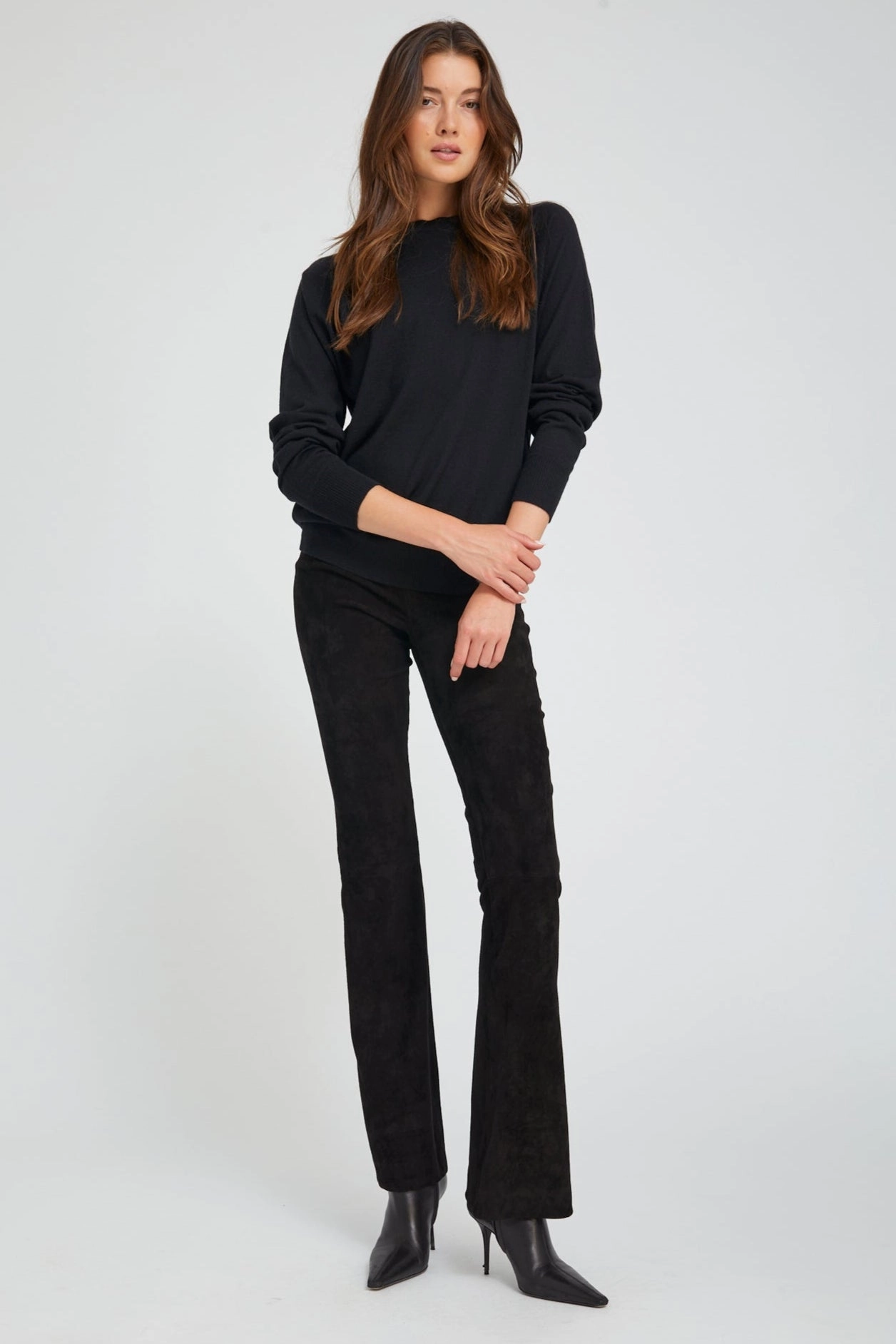 Non Chafing Black Suede Micro Flare