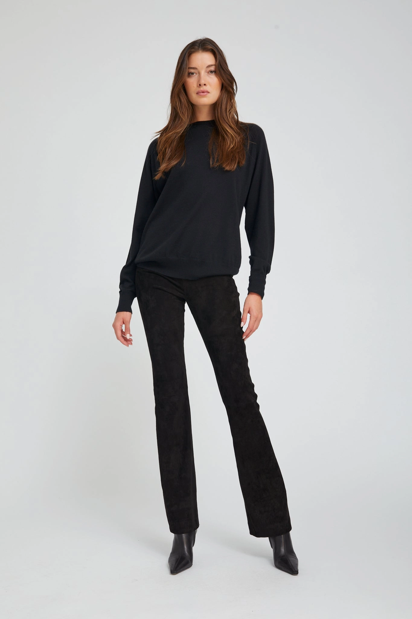 Black Suede Micro Flare Cozy and Comfortable